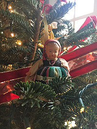 vintage doll christmas tree ornament